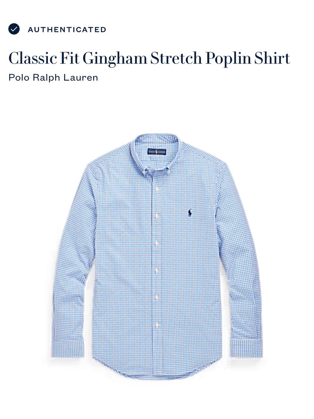 Ralph Lauren Light Blue Gingham Button-Down Dress Shirt